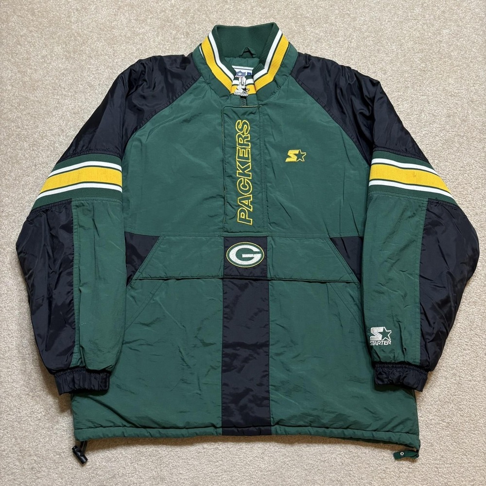 Vtg Starter Green Bay Packers Jacket Mens Medium Green NFL Football Pro Line 90s
